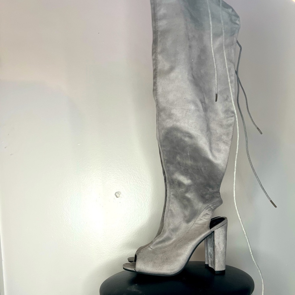 Thigh high suede boots